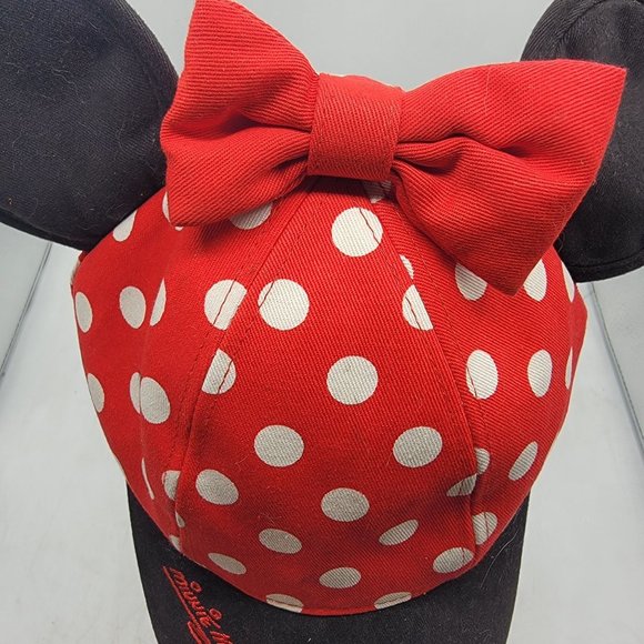 Disney Parks Minnie Mouse Youth Hat Black Red White Polka Dot Disneyland - Picture 6 of 10